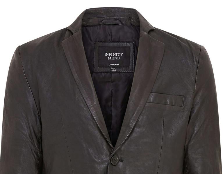 Infinity Leather Mens Slim Leather Italian Blazer Jacket-Somero