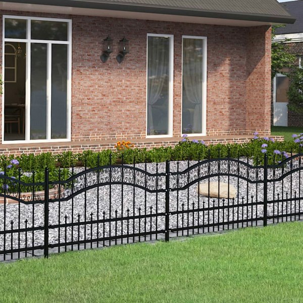 Berkfield Garden Fence with Spear Top Black 115 cm Powder-coated Steel