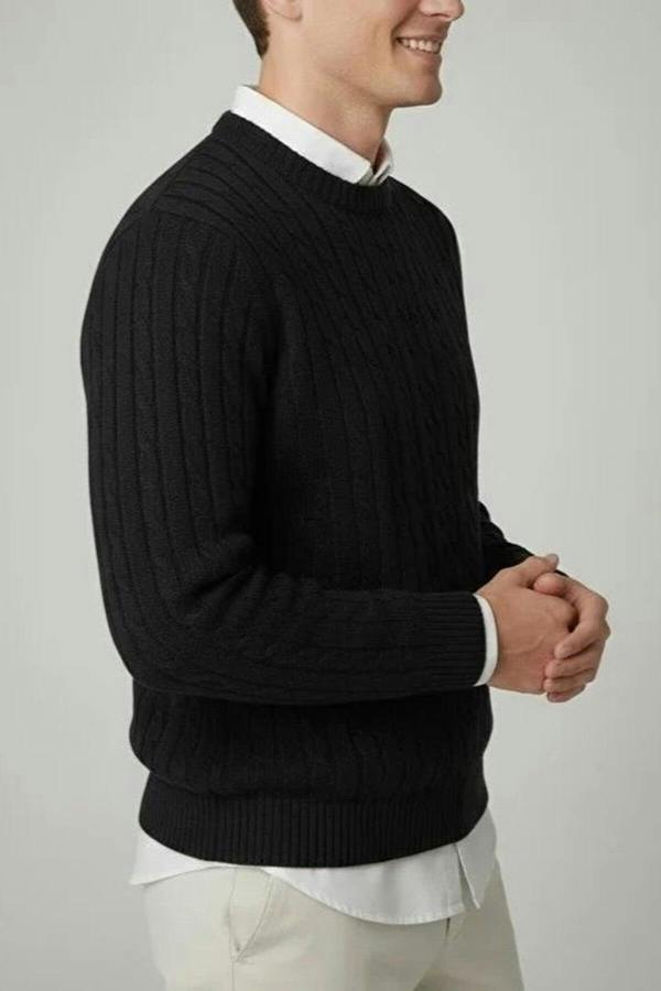 WOVCOR Crew Neck Thick Knit Men's Sweater