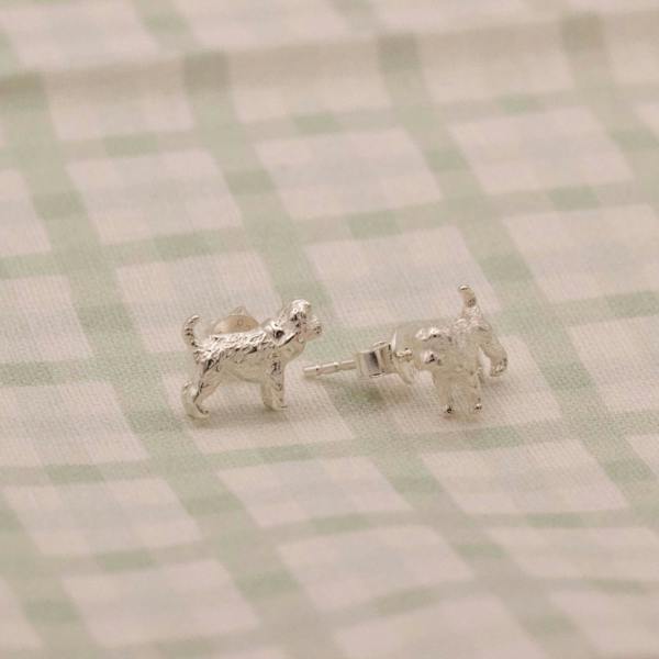 3D Cockapoo Silver Stud Earrings - MYLEE London