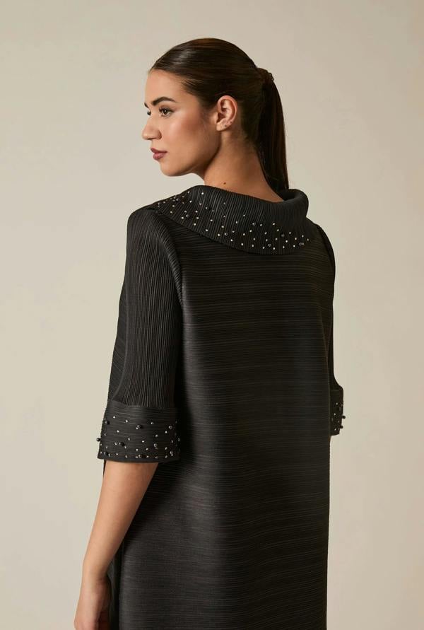 James Lakeland Charcoal Embellished Pleat Dress