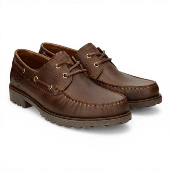 Panama Jack Boat C5 Men's Waterproof Bark Brown Leather Lace-Up Low-Cut Ankle Boots -