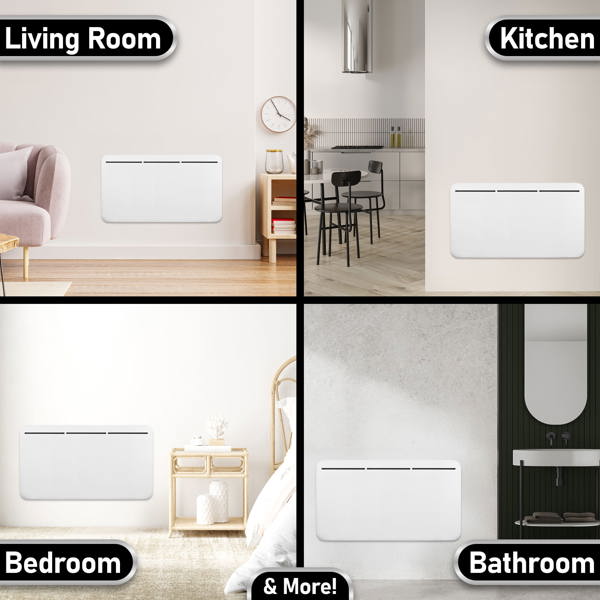 MYLEK Electric Panel Heater - Wall Mounted or Free Standing 2000w