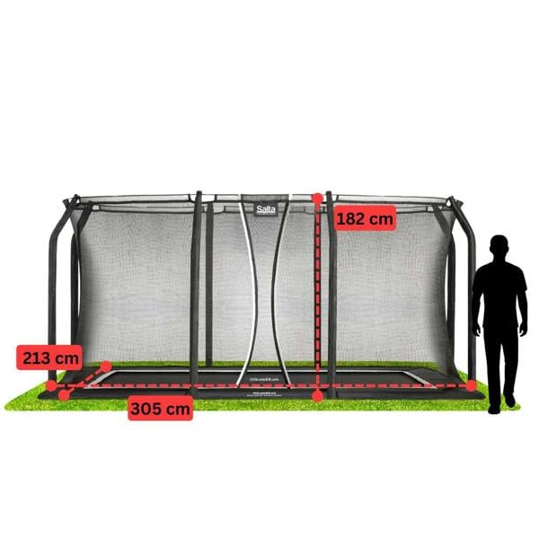 10ft x 7ft Salta Black Royal Baseground Rectangular Trampoline with Enclosure