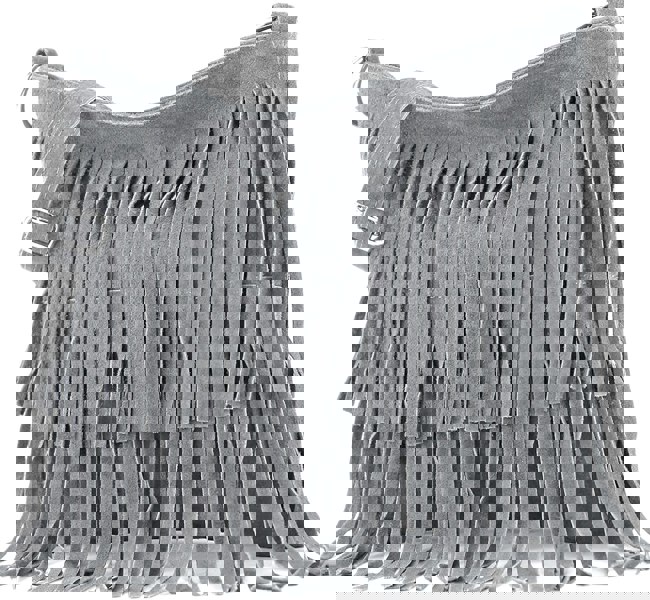 Kitise Italian Real Suede Leather Fringed Shoulder - Cross body Handbag