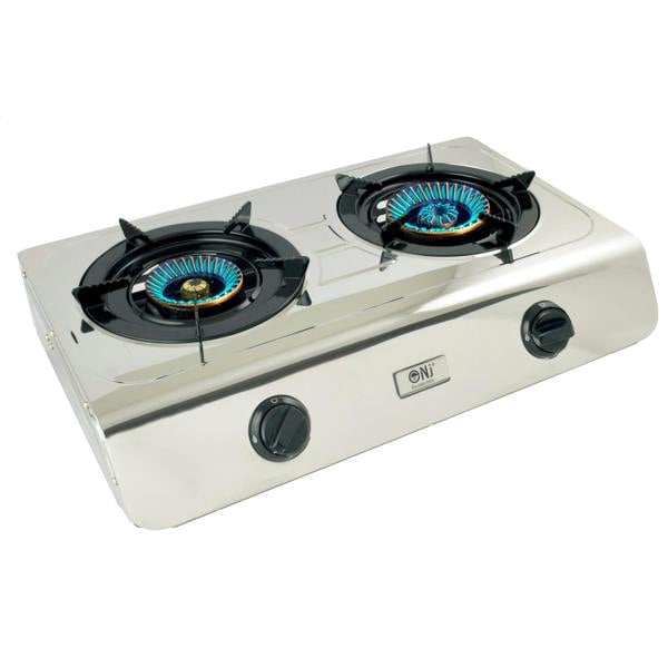 Stainless steel double-burner gas stove blue flame 
