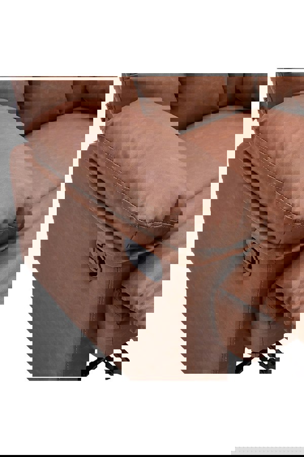 Living and Home Brown Checkered Faux Leather Upholstered Recliner Armchair