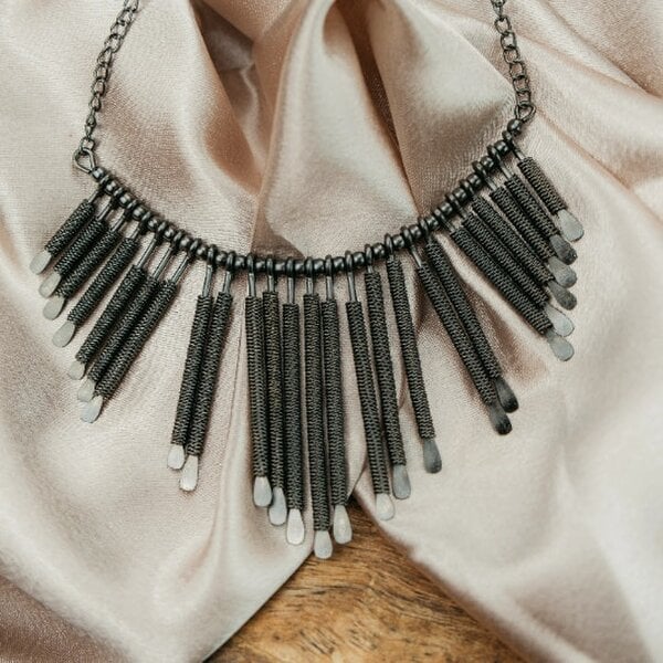 The Colourful Aura Large Black Bar Victorian Gothic Emo Vintage Bar Collar Statement Necklace