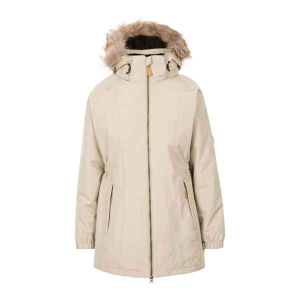 Trespass Women's Celebrity Insulated Longer Length Fleeced Lined Parka Jacket - Oatmilk