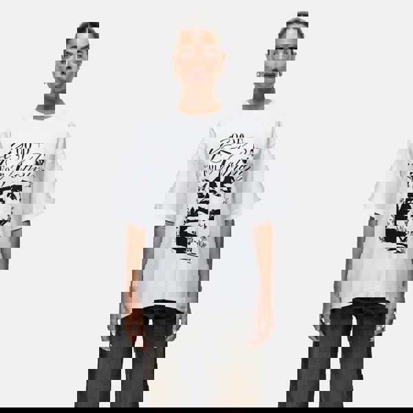 Good For Nothing White Graphic Print Oversized T-Shirt - White Image 4