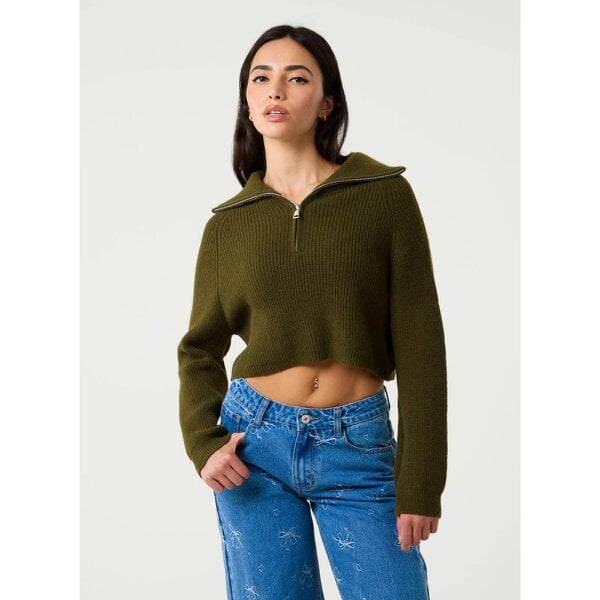 Pink Vanilla Half Zip Knitted Jumper