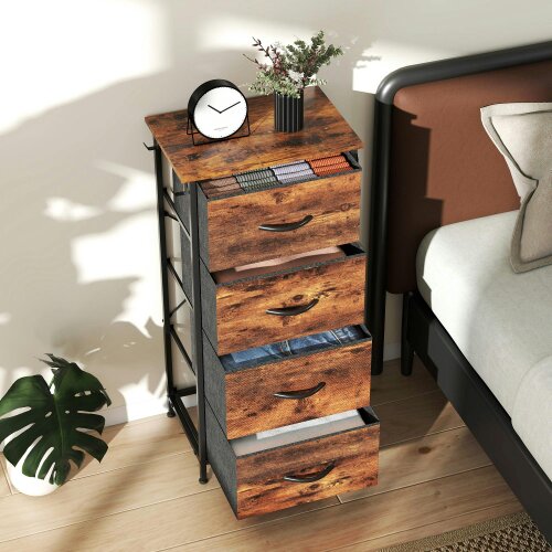 Wyld Haus Balo Fabric And Metal Rustic Brown 4 Drawer Storage Chest