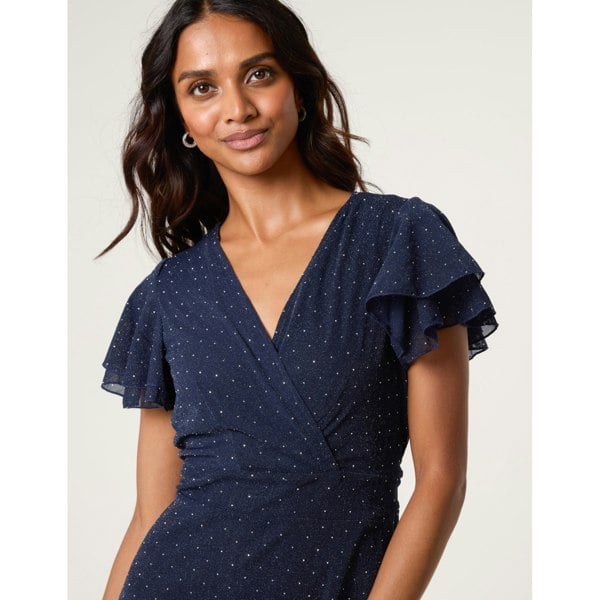 Blue Vanilla Rhinestone Diamante Wrap Dress