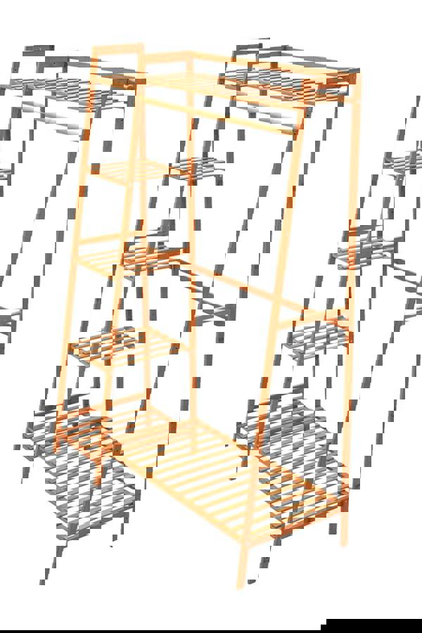 Living and Home Bamboo Clothing Garment Rack 7 Tier Storage Shelf Coat Clothes Hanging Rack - Brown