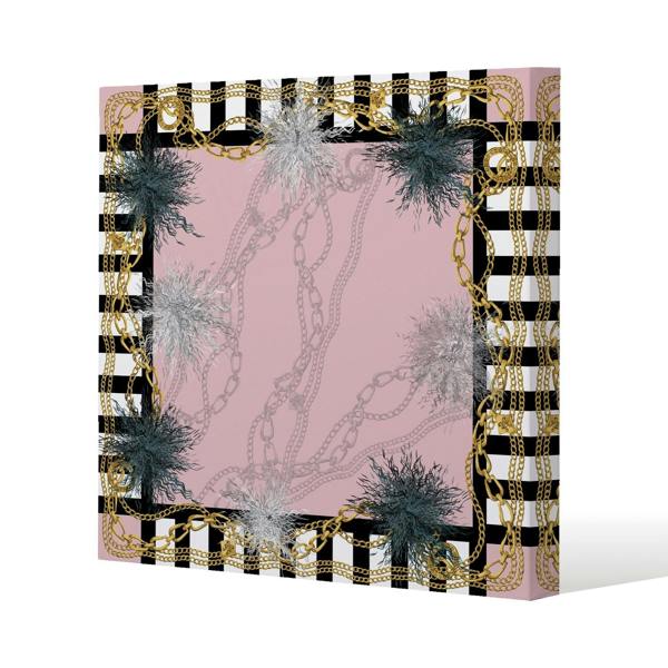 Benjamin Tate Design Chains Slim Style Canvas Print  20x20cm , 15mm Slim Real wood.