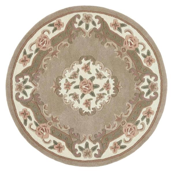 Round rug with floral pattern on a white background