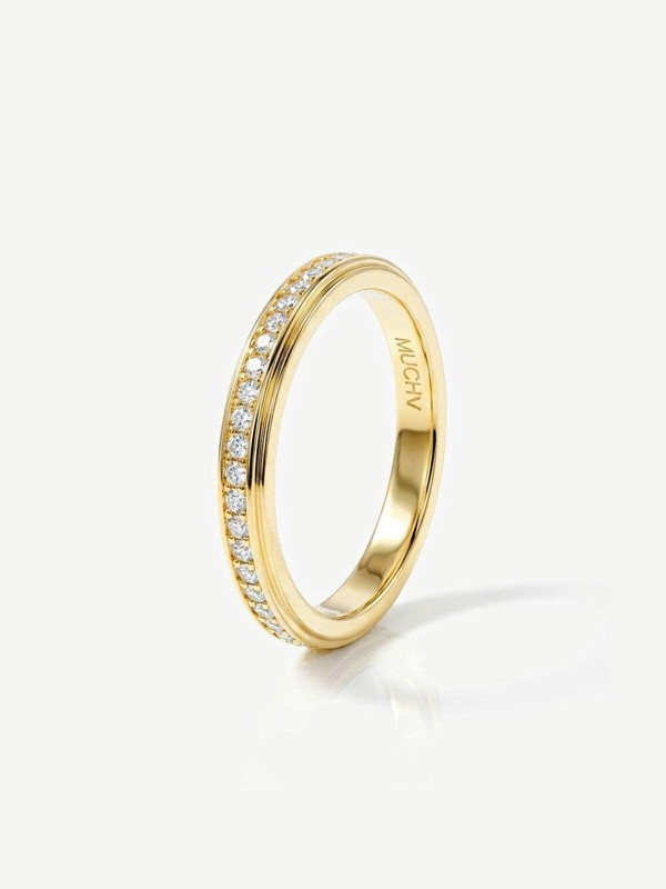 MUCHV Thin Stacking Eternity Ring With Sparkling Stones - Gold