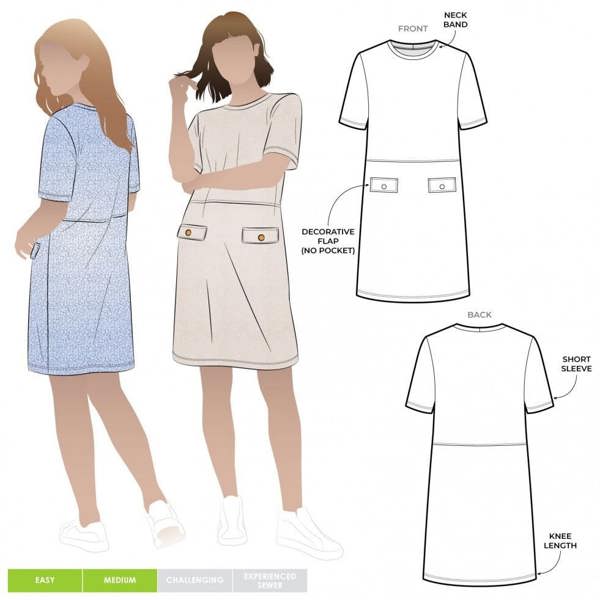 Style Arc Sewing Pattern Ines Knit Dress - Dresses for Women - Easy