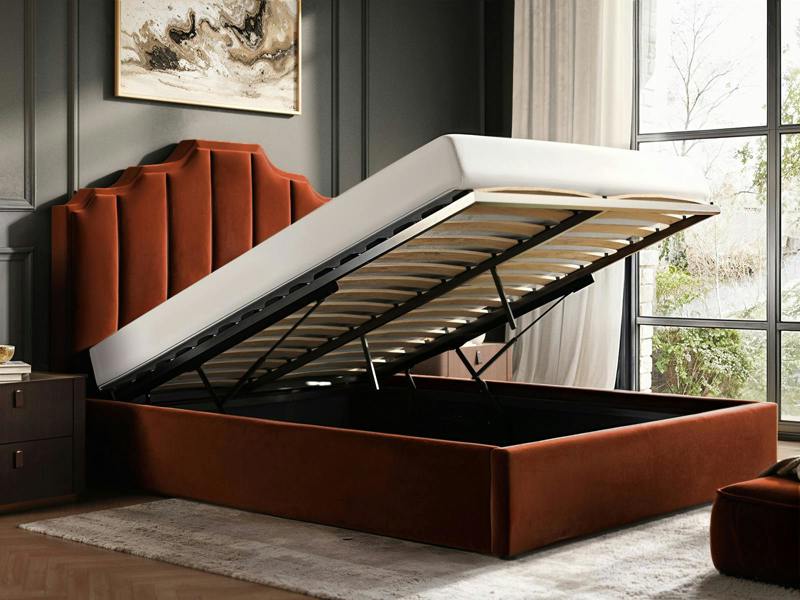 Flair Margot Ottoman Bed Burnt Orange Velvet
