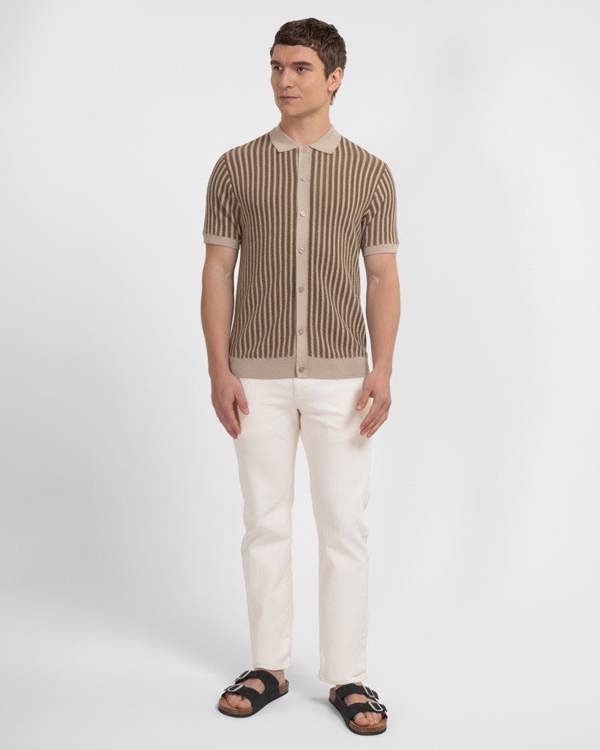 Steel & Jelly Grove - Textured Stripe Knitted Short Sleeve Shirt