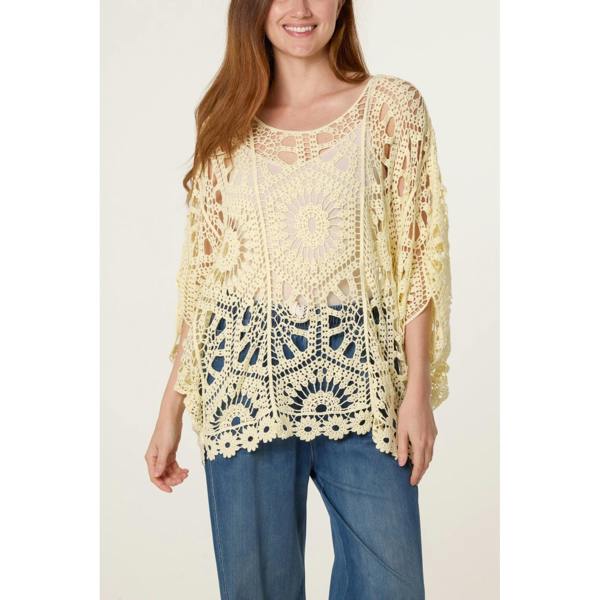 Blue Vanilla Crochet Detailed Kimono Top