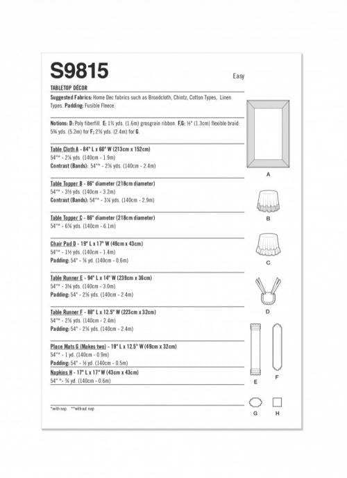 Simplicity Sewing Pattern 9815, Accessories OS (One Size) - Easy