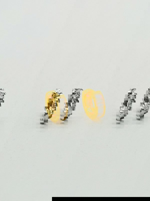 SVNX Mini Huggie Hoop with Clear Stones - Gold Coloured