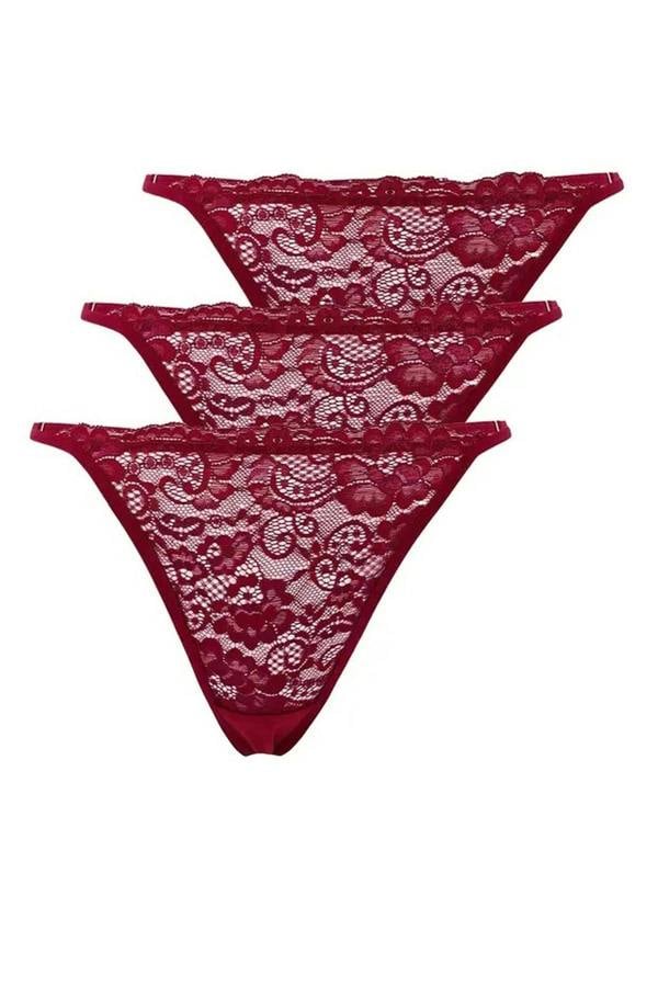 WOVCOR 3-Pack Lace Thong Knitted Panties