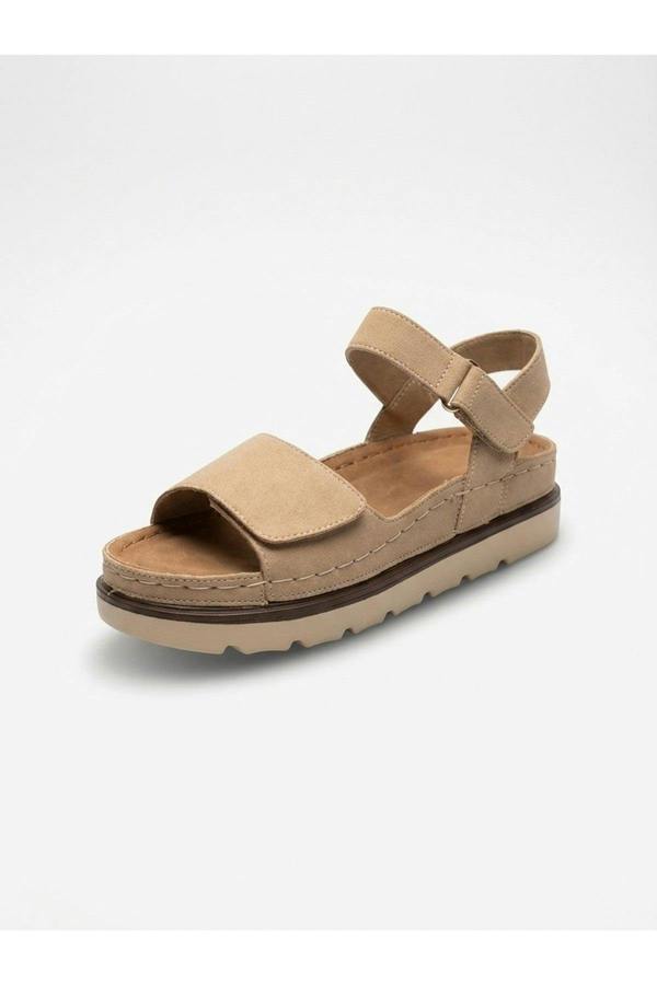 Violet Suede Platform Sandals - Beige