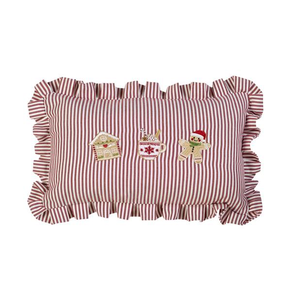 Catherine Lansfield Christmas Gingerbread Stripe Cushion Natural