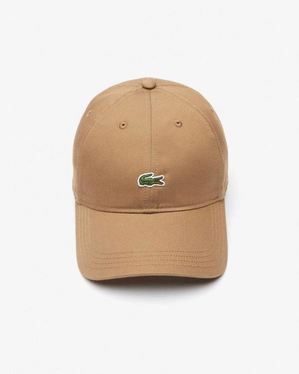 Lacoste Mens Organic Cotton Twill Cap - Cookie SIX - CHO - Designer Mens Hats