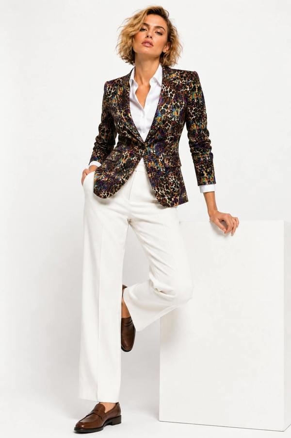 Gilded Instinct gold and black leopard print women's blazer