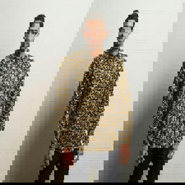 Gabicci G55W07 Long Sleeve Printed Woven Shirt Gabicci Classic BLACK