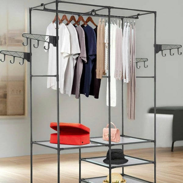 Rafaelo Mobilia Heavy Duty Metal Clothes Rail Open Wardrobe