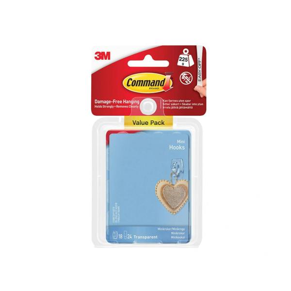 Command Clear Mini Hooks - Multi Colour - 