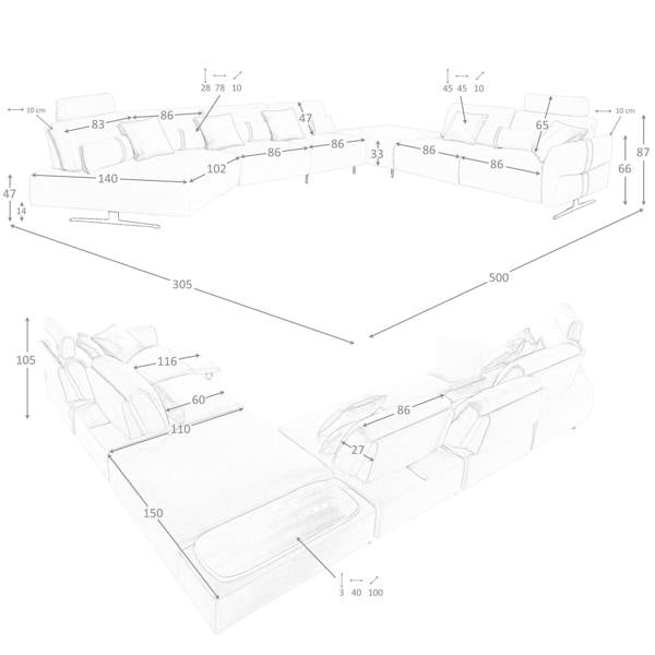 Angel Cerdá Modular corner sofa in sand fabric 6273/6274