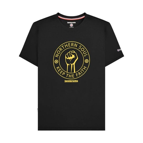 Lambretta Mens Northern Soul Big & Tall T-Shirt - Black/Gold