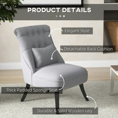 Wyld Haus Sava Grey Set Of 2 Armless Button Tufted Tub Chairs With Linen Upholstery