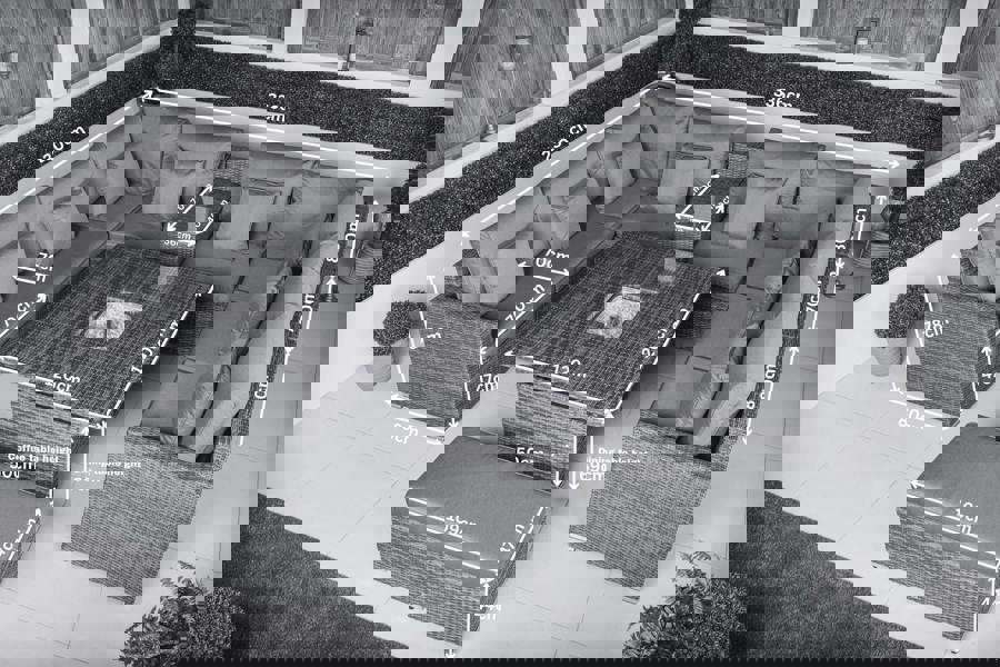 Giardino Havana 8 Seat Modular Sofa Rattan Garden Furniture Set Outdoor Height Adjustable Drinks Cooler Coffee Table, Bench