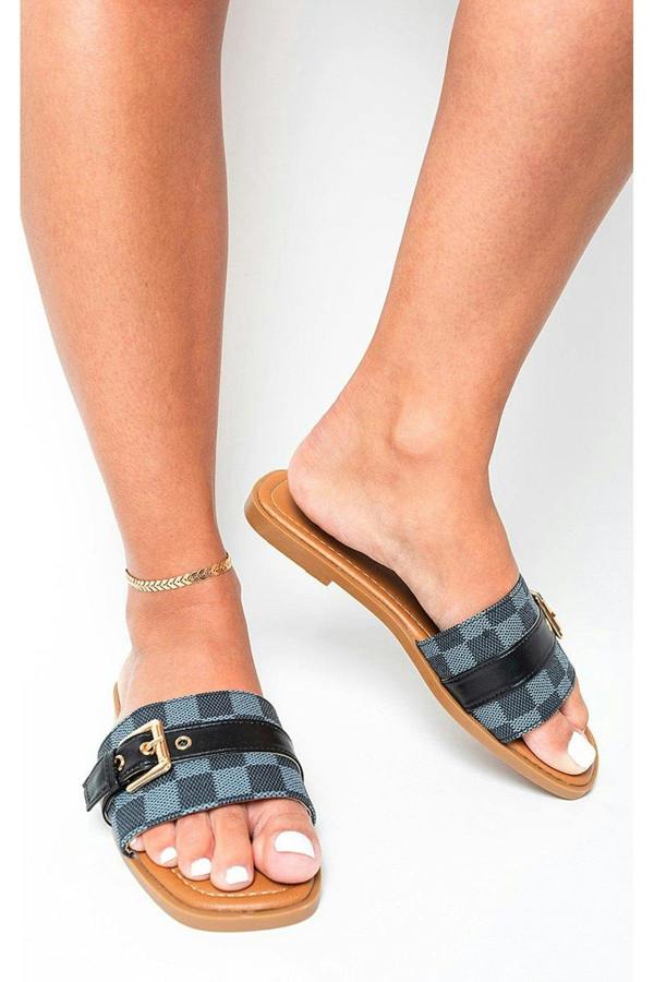 Ariah Open Toe Flat Sandals - Black