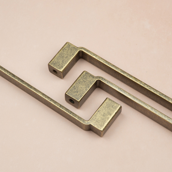 Handle & Home Antique Brass Stepped Cabinet Handles