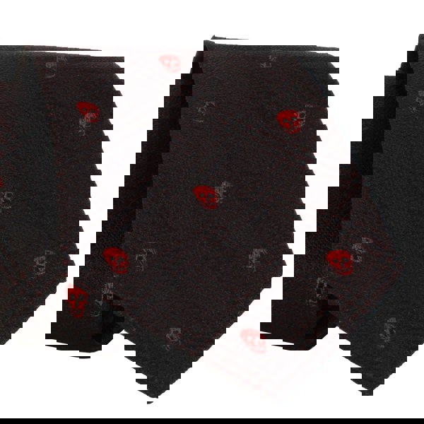 Alexander McQueen burgundy and red Prince of Wales check and skull patterned tie