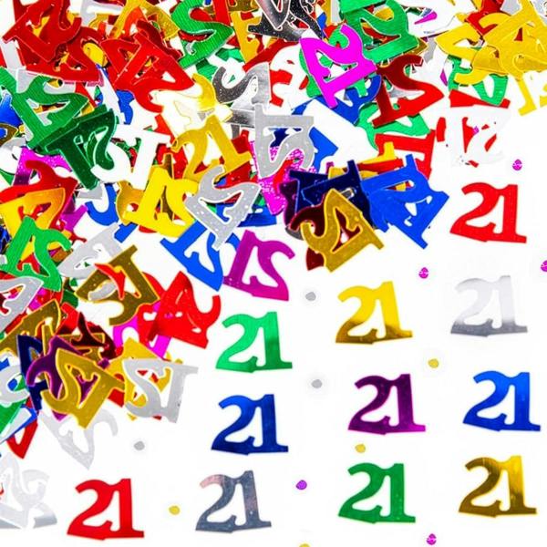 21st Birthday Metallic Confetti Pack, Multicolour Foil Table Decoration, Size Options image 1