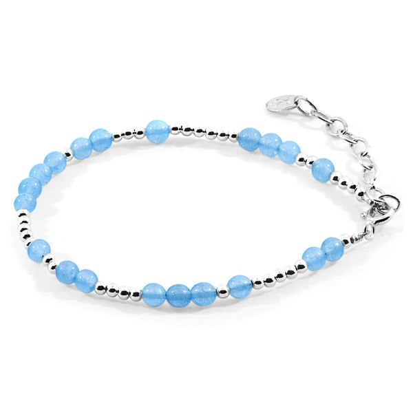 Anchor & Crew Blue Agate Lucia Silver and Stone Bracelet