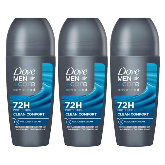 Dove Men+Care Anti-Perspirant Roll On Clean Comfort 3x50ml 72H Sweat Protection