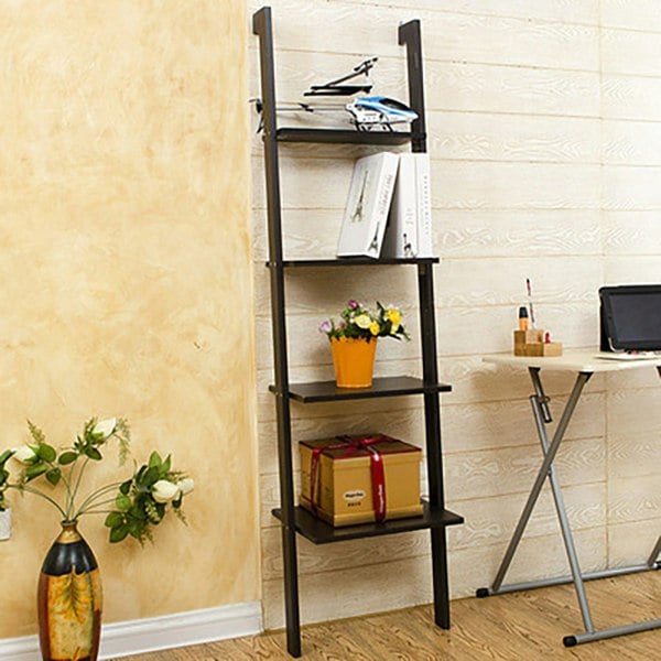 4-Tier Book Display Shelf Rustic Black Book Shelf Shelves & Racks Living and Home