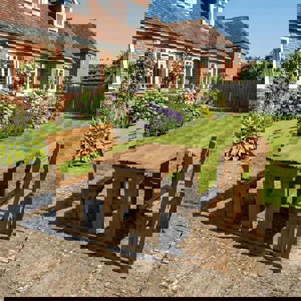 Arbor Garden Solutions Alders Rounded Picnic Table and Benches Set With Backrest - Rustic Finish