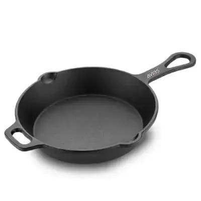AVIAS CAST IRON DEEP SKILLET - 10 INCHES