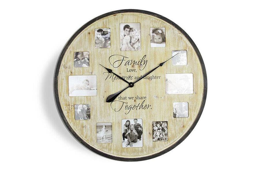 WALPLUS WC2124 - Family Photo Frame Timber Wall Clock - 70 cm / 27.5 in