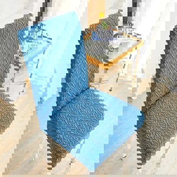 Anyseat Chair Cover Blue Series Leaf Lines Design with Elastic Material for Dining Room Kitchen Wedding Hotel Banquet Restaurant